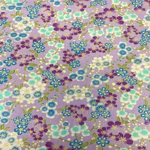 Mauve Gold Traditional Floral Japanese Print Fabric on Cotton Fabric per 50cm