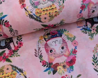 Mia Charro Floral Pets Katzen Rosa Baumwollstoff Kitty Kränze