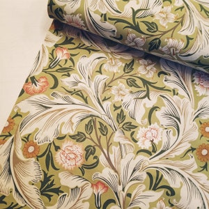 William Morris Leicester Green Fabric, Quilters Weight Cotton Fabric, Per 50cm