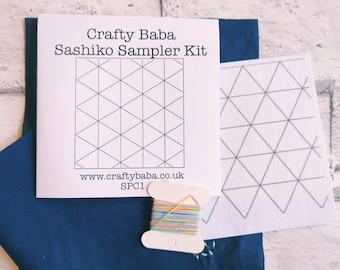 Beginners Sashiko Sewing and Embroidery Kit Including Fabric, Thread and Needle SPC1