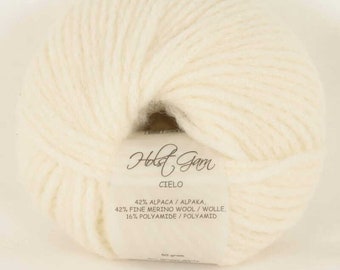Holst Garn Cielo Aran Weight Yarn in Winter White 50g skein from Denmark Wool