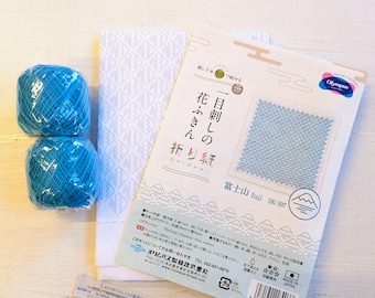 Mount Fuji White Olympus Cloth Fabric for Sashiko Embroidery Including thread and Needle