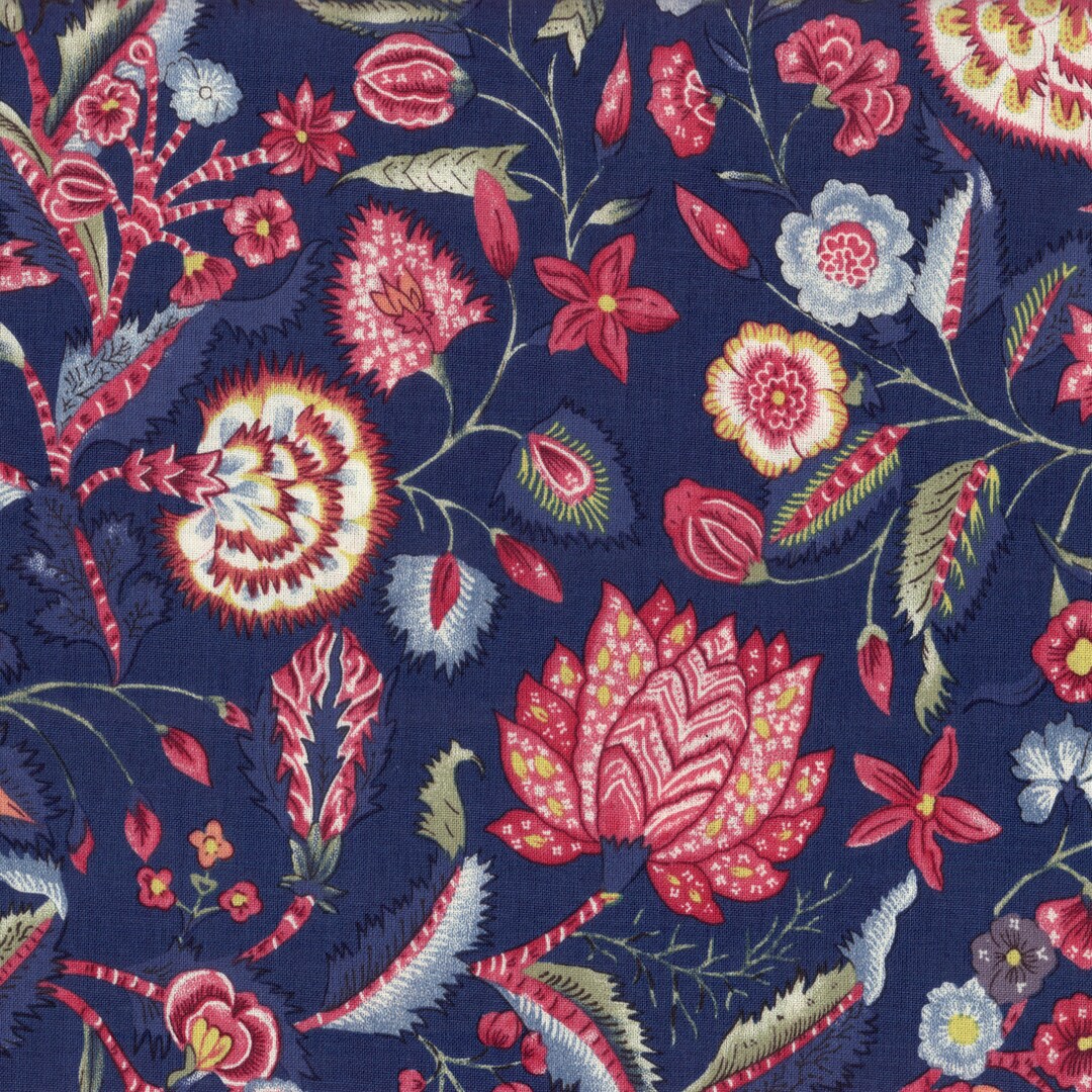 Dutch Heritage Cotton Patchwork Quilting Fabric DHER5000 Navy per 50cm ...