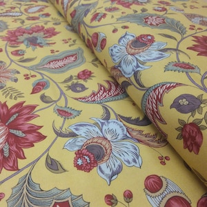 Dutch Heritage DHER 4026 YELLOW Cotton Fabric French Indiennes Antique Textiles Per 50cm