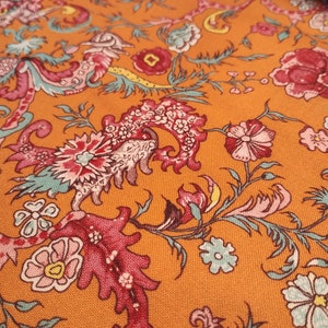 Dutch Heritage 2051 Orange Cotton Quilting Dressmaking Fabric French Pompadour Antique Textiles Per 50cm
