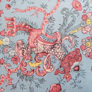 Dutch Heritage 2051 Blue Cotton Quilting Dressmaking Fabric French Pompadour Antique Textiles Per 50cm