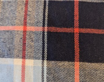Navy Tartan Soft Brushed Cotton Flannelette Fabric for Pyjamas and Bed Sheets Per 50cm