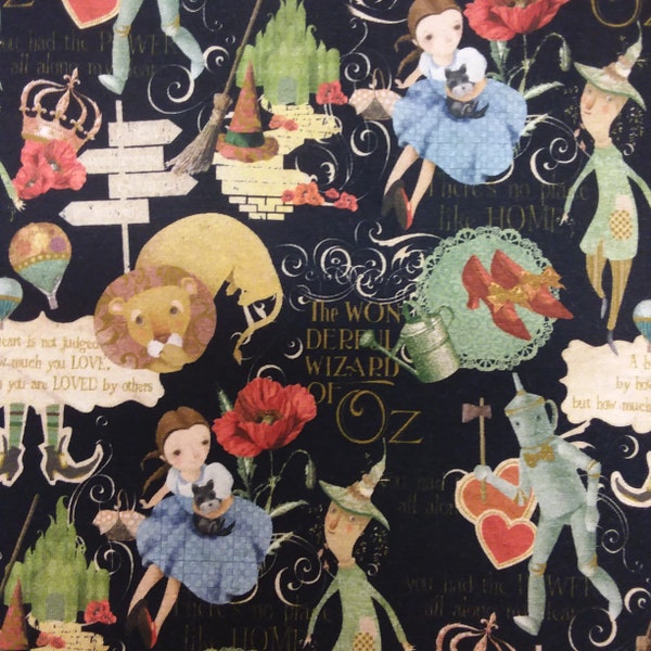 The Wizard of Oz Black Cotton Elastane Jersey For Sewing Per 50cm