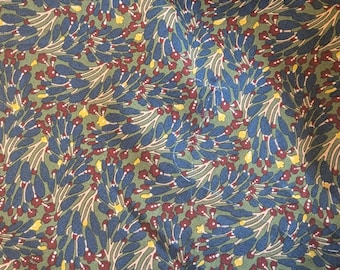 Green Dressmaking Floral LAWN Cotton Fabric per 50cm