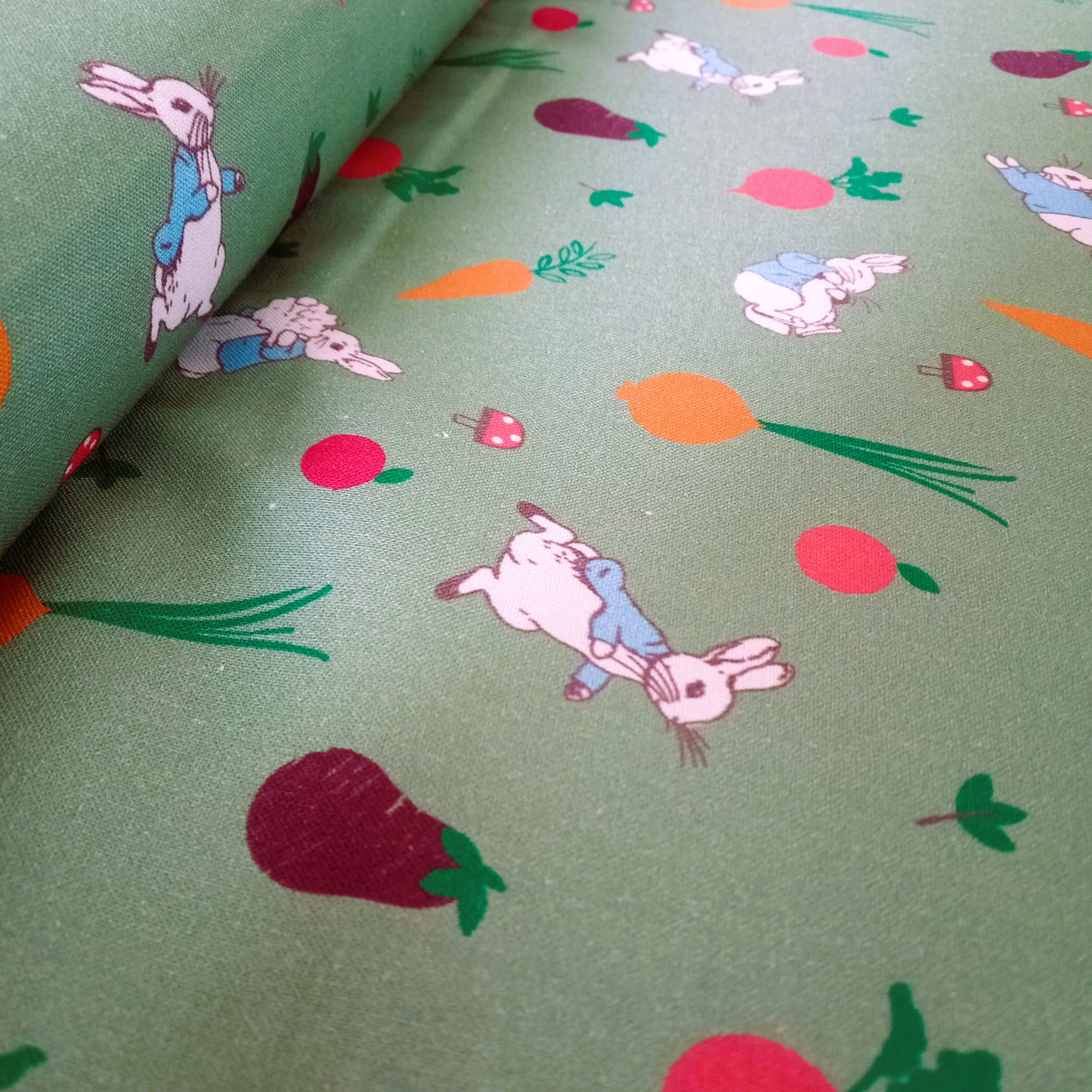 NEW for 2022 Peter Rabbit Green Vegetable Patch Cotton Fabric per 50cm ...
