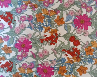 Floral Cotton Lawn Fabric, Lightweight Dressmaking Material