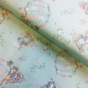 Peter Rabbit Digital Green Lettuce Cotton Fabric Per 50cm PR3