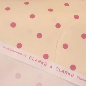 Clarke and Clarke Dotty Print Upholstery Curtain Weight Cotton Cream Fabric 150cm Wide, Per 50cm