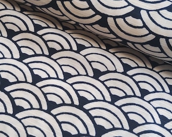 Waves Shantung Slub Cotton Kimono japanischer Stoff pro 50cm 85108 2-1