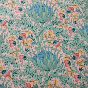William Morris Kaffe Fassett Pink Artichoke Patchwork Weight Cotton Fabric per 50cm PWKWOO1