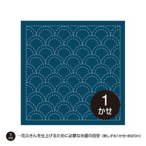 Japanese Sashiko Seigaiha Print Embroidery Template Sampler Navy Indigo Cotton Fabric 207