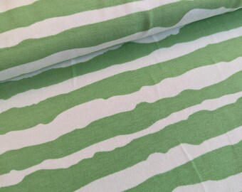 Lime Green Striped Organic Cotton Elastane Jersey for Dressmaking and Children's Wear Per 50cm