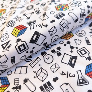 Rubik&#39;s Cube White Cotton Fabric from Camelot Per 50cm