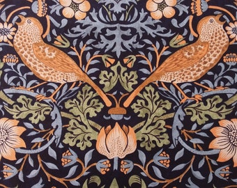 Strawberry Thief Navy Cotton Fabric by William Morris Per 50cm Kelmscott Collection