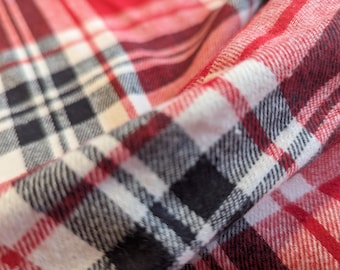 Red Tartan Soft Brushed Cotton Flannelette Fabric for Pyjamas and Bed Sheets Per 50cm