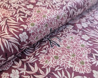Liberty London Winterbourne Cotton Fabric: Woodhaze Maroon Floral - 50cm