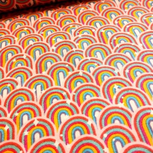 Lewis and Irene Over the Rainbow Pastel Pink Cotton Fabric per 50cm