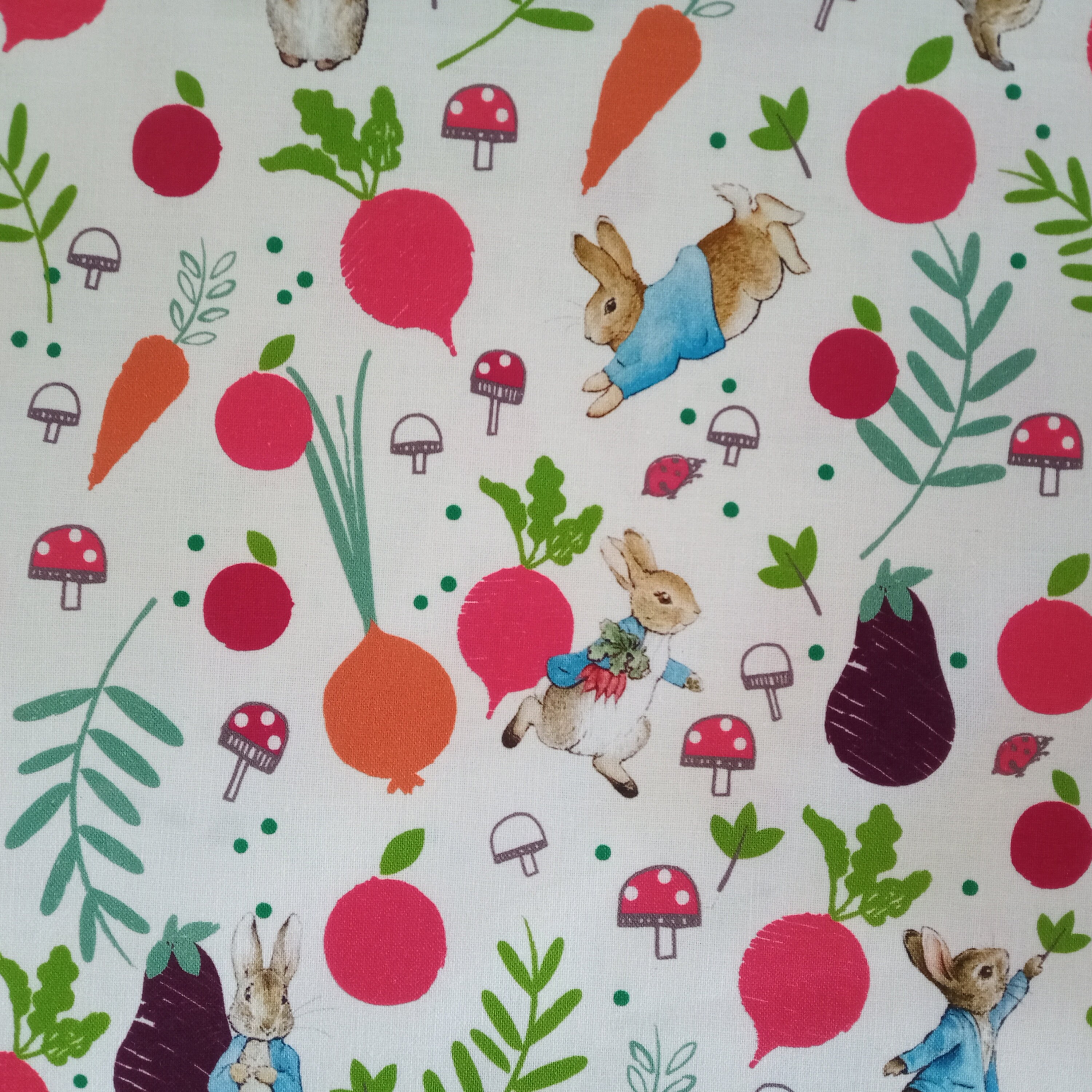 NEW for 2022 Peter Rabbit White Vegetable Patch Cotton Fabric per 50cm ...