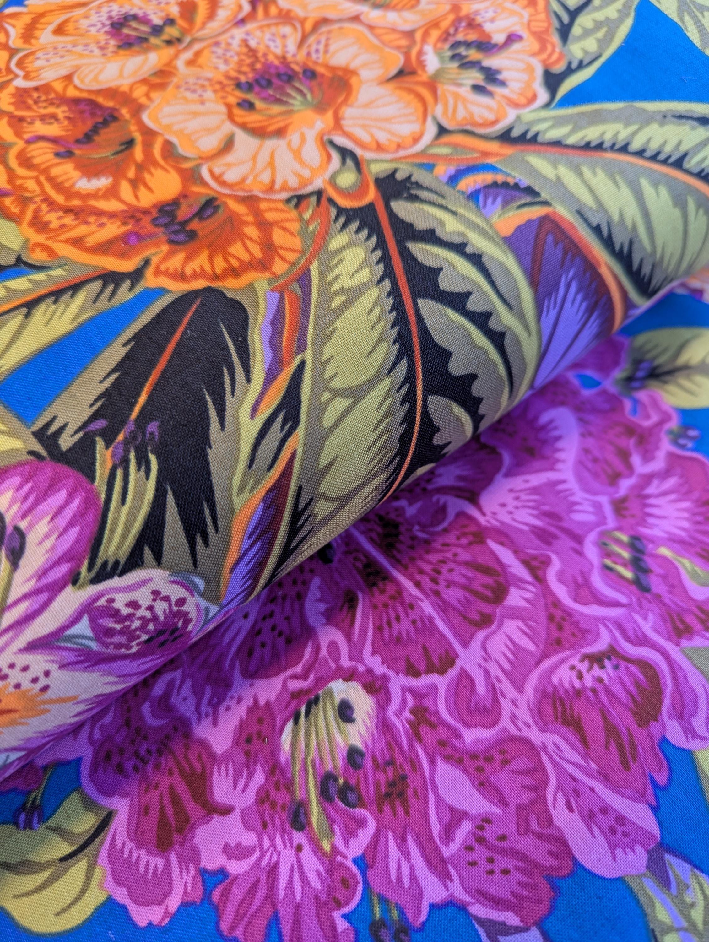 Kaffe Fassett Blue Rhododendron Floral Patchwork Quilting Lawn