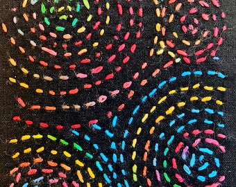 Japanisches Sashiko Starter Set für Anfänger mit Garn, Schablone und Stoff SITPC10