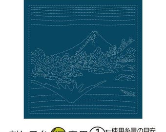 Japanskt Sashiko-tryck Broderimall Sampler Marinblått Indigo Bomullstyg H2097