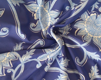 Lilac Blue Floral Elastane Swimwear Fabric for Activewear, Bikinis and Costumes, Per 50cm