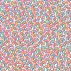 Lewis and Irene Over the Rainbow Pastel Pink Cotton Fabric per 50cm