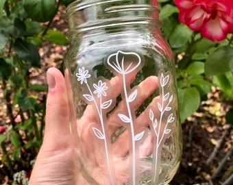 Simple White Florals | Set of 3, Clear Die Cut Vinyl Sticker, Waterproof