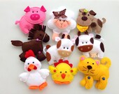 Farm Frenzy, cow, pig, dog, cat, chicken, bull, chick, hen, horse, sheep plush animals, baby mobile, baby room decor, nursery mobile