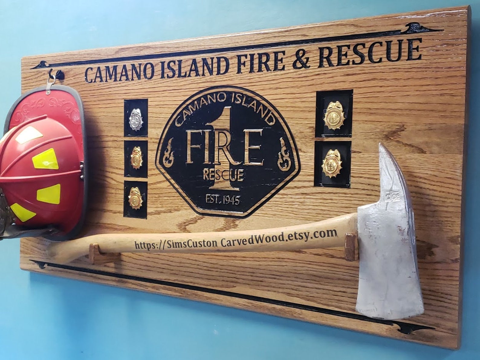 Firefighter Axe & Helmet Wall Display Etsy