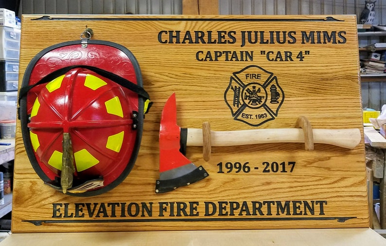 Firefighter Axe & Helmet Wall Display Etsy