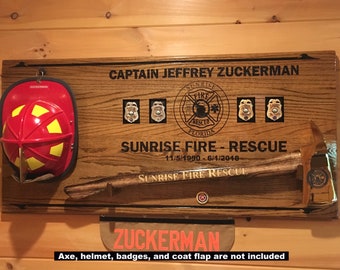 Wall Display for Firefighter Axe & Helmet