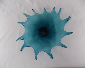 Hand blown glass platter #26 bowl tray wall hanging art