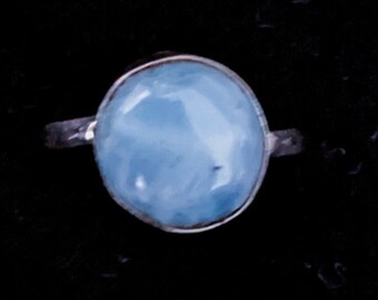 GORGEOUS Top Grade Dominican Larimar/Sterling Silver Handmade Ring U.S. Size 5.5