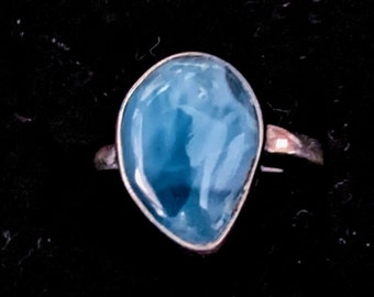 GORGEOUS Top Grade Dominican Larimar/Sterling Silver Handmade Ring U.S. Size 5.75