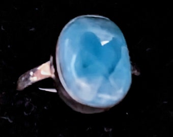 GORGEOUS Top Grade Dominican Larimar/Sterling Silver Handmade Ring U.S. Size 7