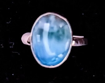 GORGEOUS Top Grade Dominican Larimar/Sterling Silver Handmade Ring U.S. Size 6.5