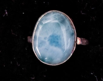 GORGEOUS Top Grade Dominican Larimar/Sterling Silver Handmade Ring U.S. Size 5