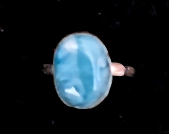 GORGEOUS Top Grade Dominican Larimar/Sterling Silver Handmade Ring U.S. Size 6.75