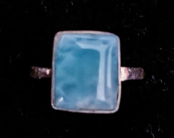 GORGEOUS Top Grade Dominican Larimar/Sterling Silver Handmade Ring U.S. Size 6.75