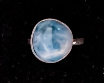 GORGEOUS Top Grade Dominican Larimar/Sterling Silver Handmade Ring U.S. Size 7