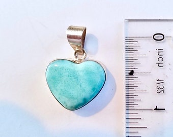 Genuine AAA Grade Larimar/Sterling Silver "Heart" Pendant with Free Silver Chain