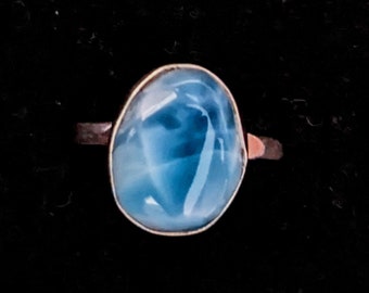 GORGEOUS Top Grade Dominican Larimar/Sterling Silver Handmade Ring U.S. Size 7.25