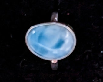 GORGEOUS Top Grade Dominican Larimar/Sterling Silver Handmade Ring U.S. Size 6