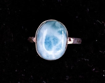 GORGEOUS Top Grade Dominican Larimar/Sterling Silver Handmade Ring U.S. Size 5.5